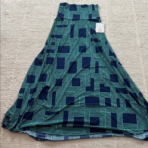 NWT XS Lularoe Maxi Skirt in blue and teal